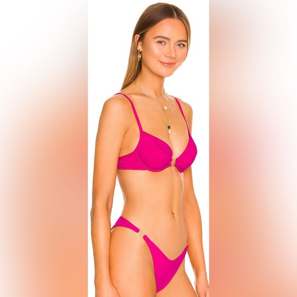 NWT L*Space FULL SET Ziggy Stardust Hot Pink Gold Heart Detail Top + Bottom - Picture 4 of 11